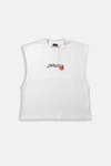 JR Lip Baskılı Boxy Fit Kolsuz Beyaz Tshirt