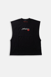 JR Lip Baskılı Boxy Fit Kolsuz Siyah Tshirt