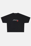 JR Lip Baskılı Siyah Boxy Fit Oversize Tshirt