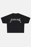 JR Logo Baskılı Siyah Boxy Fit Tshirt