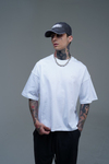 JR Logo Beyaz Boxy Fit Oversize Tshirt