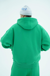 Jr Logo Boxy Kalıp Benetton Yeşil Oversize Zipper Sweatshirt