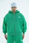 Jr Logo Boxy Kalıp Benetton Yeşil Oversize Zipper Sweatshirt