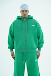 Jr Logo Boxy Kalıp Benetton Yeşil Oversize Zipper Sweatshirt