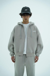 Jr Logo Boxy Kalıp Füme Oversize Zipper Sweatshirt