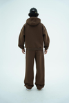 Jr Logo Boxy Kalıp Kahverengi Oversize Zipper Sweatshirt