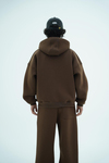 Jr Logo Boxy Kalıp Kahverengi Oversize Zipper Sweatshirt