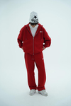 Jr Logo Boxy Kalıp Kırmızı Oversize Zipper Sweatshirt