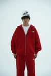 Jr Logo Boxy Kalıp Kırmızı Oversize Zipper Sweatshirt