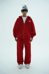 Jr Logo Boxy Kalıp Kırmızı Oversize Zipper Sweatshirt