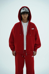 Jr Logo Boxy Kalıp Kırmızı Oversize Zipper Sweatshirt