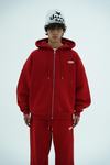 Jr Logo Boxy Kalıp Kırmızı Oversize Zipper Sweatshirt