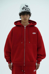 Jr Logo Boxy Kalıp Kırmızı Oversize Zipper Sweatshirt