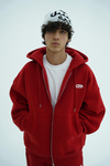 Jr Logo Boxy Kalıp Kırmızı Oversize Zipper Sweatshirt