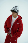 Jr Logo Boxy Kalıp Kırmızı Oversize Zipper Sweatshirt