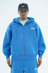 Jr Logo Boxy Kalıp Mavi Oversize Zipper Sweatshirt