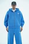 Jr Logo Boxy Kalıp Mavi Oversize Zipper Sweatshirt