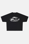 JR Logo Effect Baskılı Siyah Boxy Fit Tshirt
