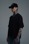 JR Logo Siyah Boxy Fit Oversize Tshirt