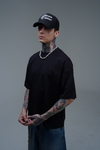 JR Logo Siyah Boxy Fit Oversize Tshirt