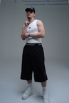 JR Nakışlı Siyah Jogger Baggy Şort