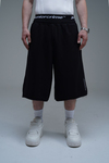 JR Nakışlı Siyah Jogger Baggy Şort