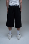 JR Nakışlı Siyah Jogger Baggy Şort