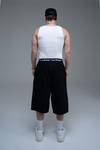 JR Nakışlı Siyah Jogger Baggy Şort