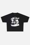 JR Paradise Baskılı Siyah Boxy Fit Tshirt
