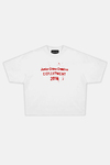 JR Red Creative Baskılı Beyaz Boxy Fit Tshirt