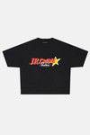 JR Red Studio Baskılı Siyah Boxy Fit Tshirt