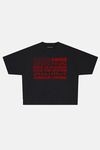 JR Red System Baskılı Siyah Boxy Fit Tshirt