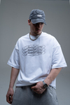 JR Signature Baskılı Beyaz Boxy Fit Tshirt