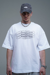 JR Signature Baskılı Beyaz Boxy Fit Tshirt