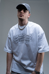 JR Signature Baskılı Beyaz Boxy Fit Tshirt