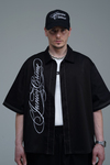 JR Signature Baskılı Boxy Fit Gabardin Gömlek