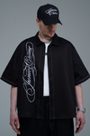 JR Signature Baskılı Boxy Fit Gabardin Gömlek