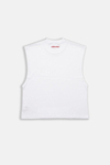 JR Signature Baskılı Boxy Fit Kolsuz Beyaz Tshirt