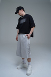 JR Signature Baskılı Jogger Baggy Gri Şort