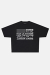 JR System Baskılı Siyah Boxy Fit Tshirt