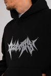 Kabartma Baskı Siyah Oversize Hoodie SW1330