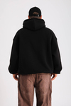 Kabartma Baskı Siyah Oversize Hoodie SW1330