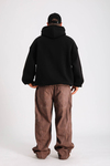 Kabartma Baskı Siyah Oversize Hoodie SW1330