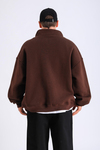 Kahve Fermuar Yaka Oversize Sweatshirt SW1298