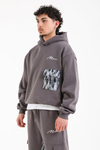 Kamuflaj Cep Detaylı Füme Oversize Hoodie