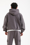 Kamuflaj Cep Detaylı Füme Oversize Hoodie