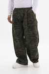 Kamuflaj Desenli Haki Low Waist Baggy Pantolon