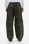 Kamuflaj Desenli Haki Low Waist Baggy Pantolon