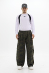 Kamuflaj Desenli Haki Low Waist Baggy Pantolon