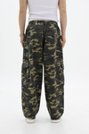 Kamuflaj Desenli Low Waist Baggy Pantolon
